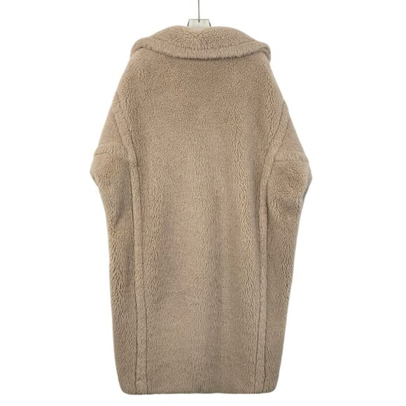 Max Mara Womens Beige Teddy Double-Breasted Wool & Alpaca Long Coat Size M - Picture 2 of 8